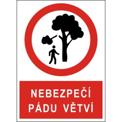 Cedule NEBEZPEČÍ PÁDU VĚTVÍ 2